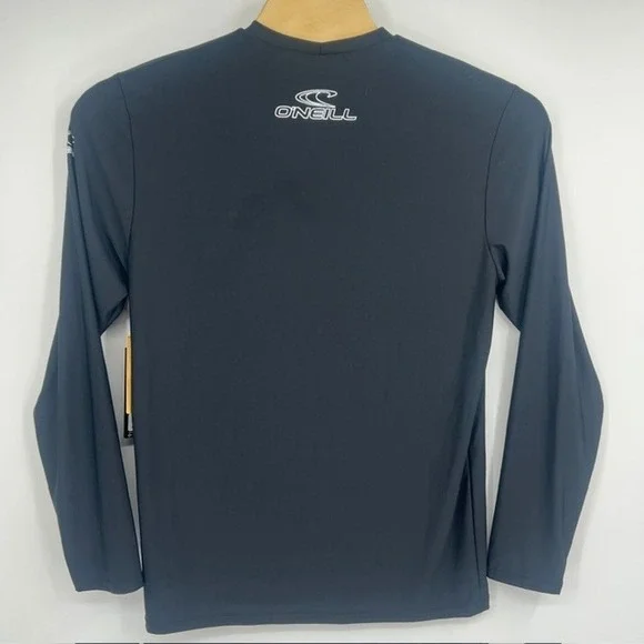 NWT ONeill Men's Basic Skins Long Sleeve Rash Guard Black UPF 50+ Sun Shirt XL - Picture 2 of 7